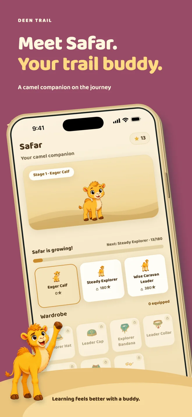 Safar the camel and the Deen Trail companion screen